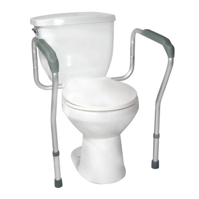 Adjustable toilet safety frame