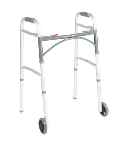 Deluxe Folding Walker with Wheels and Glide Caps