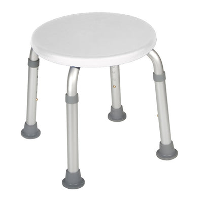 Height-adjustable round aluminum bath stool