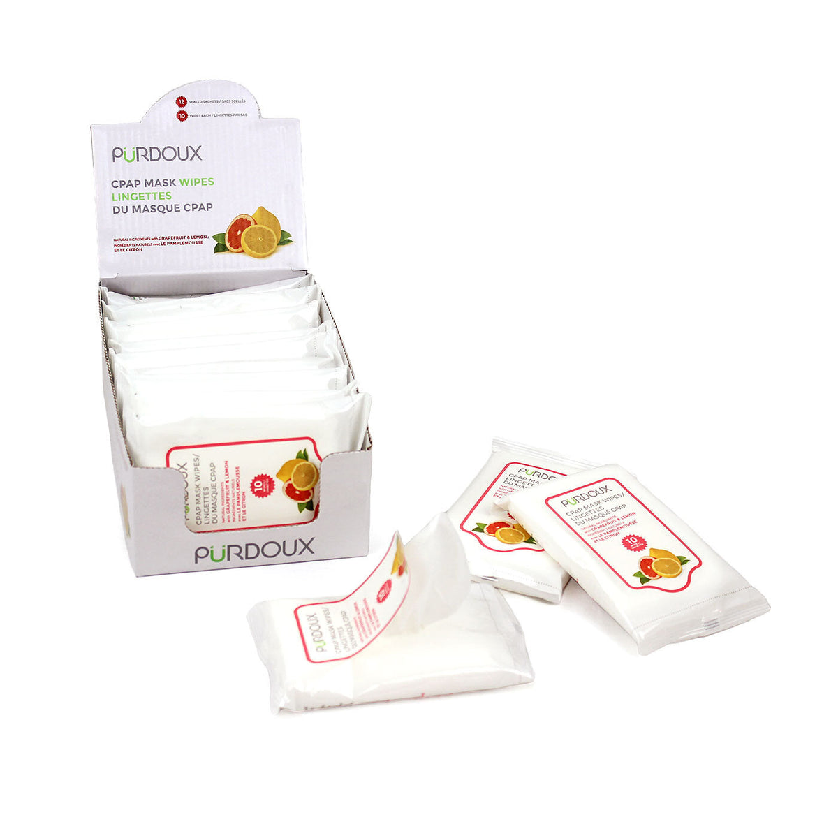 PürDoux - Lingettes Pamplemousse et Citron - Sachet